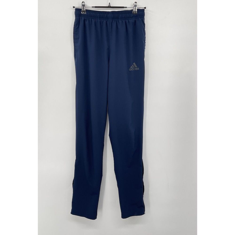 Adidas Small Track Pants‎ Mens Navy Blue Zipped Ankle Athletic Joggers